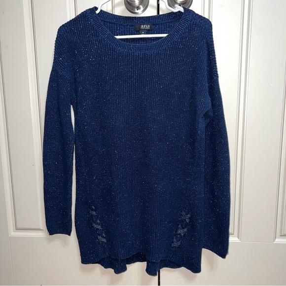 a.n.a Sweaters - a.n.a. Women’s Glittery Navy Blue Long Sleeve Sweater Size Medium